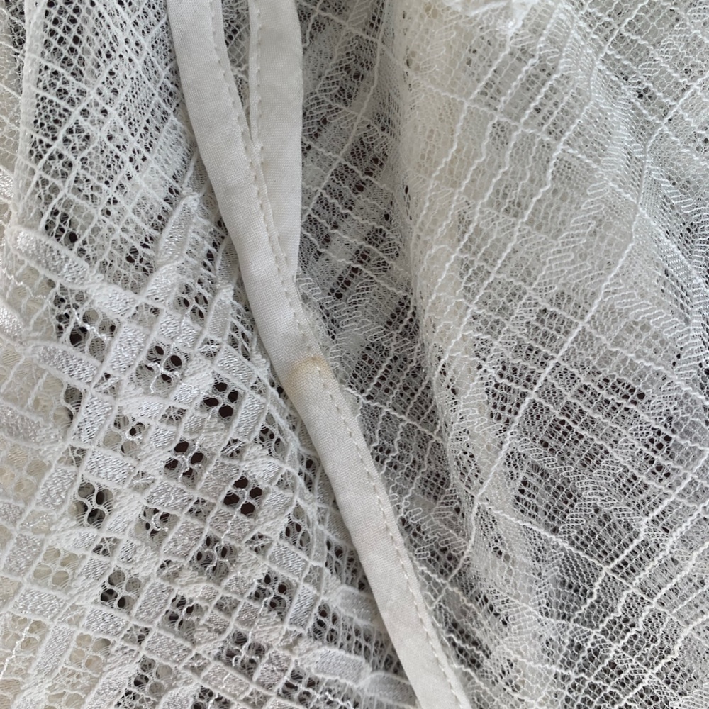 White Lace Long Sleeve Top - H&M size 12 frill detail - Picture 7 of 8